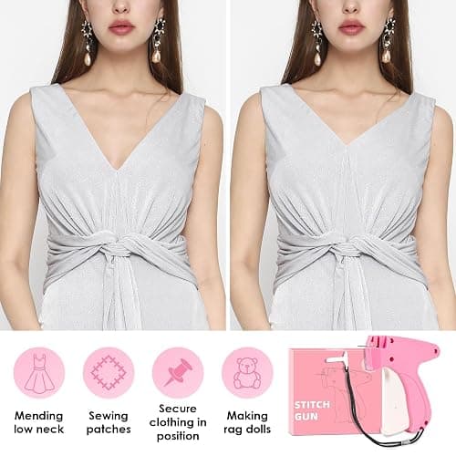 Stitch Gun for Clothes,Includes 6 Mini Needle,5000 Pcs Micro Fasteners(2500 White & 2500 Black) Stitch Gun,Quick Clothing Fixer,Stitchy Sewing Kit Tag Gun,Retail Tagging Gun for Clothing thumbnail 3