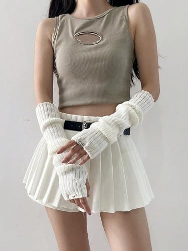 Verdusa Women's Y2k Arm Warmers Heart Knit Arm Sleeves Fingerless Gloves thumbnail 4