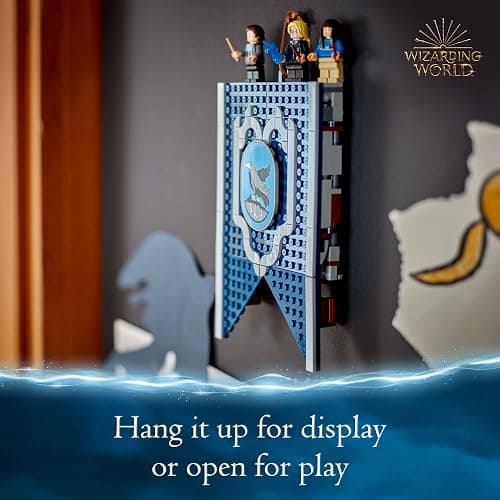 LEGO Harry Potter Ravenclaw House Banner Building Kit 76411-3D Harry Potter Room Wall Decoration, Great Gift Set for Boys Girls Kids, Hogwarts Castle Common Room, Luna Lovegood Minifigure and Wands thumbnail 3