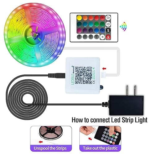 AILBTON Led Strip Lights,60ft Music Sync Color Changing, Built-in Mic,Bluetooth App Control LED Tape Lights with Remote,5050 RGB Rope Light Strips thumbnail 6