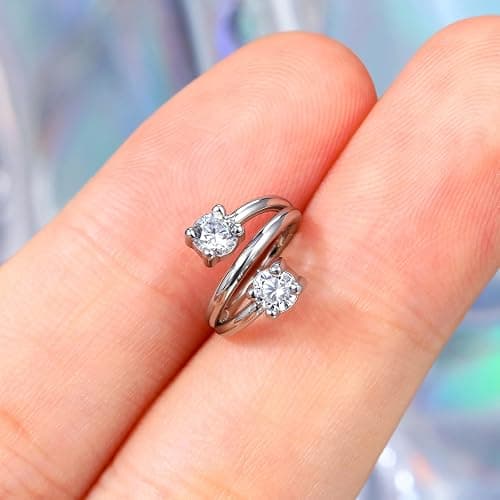 CM Crareesi Mania Helix Hoop Earrings - 316L Stainless Steel Cartilage Earrings - 16G Double Helix & Daith Piercing Jewelry thumbnail 4
