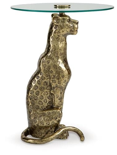 Signature Design by Ashley Vallain Industrial Glass Tabletop Accent Table with Leopard Base, Metallic & Glass thumbnail 7