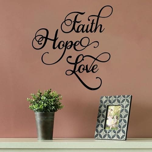 ESTART Faith Hope Love 3 Pieces Metal Wall Decor Inspirational Black Letter Sign Wall Art Rustic Vintage Farmhouse Word Metal Sign Family Wall Decor for Home Bedroom Living Room thumbnail 5