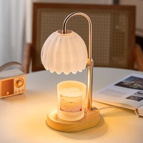 Heymirro Candle Warmer Lamp with Timer Dimmer Adjustable Height, Wax Warmer Lamp for Jar Candles with 2 Bulbs, for Home Decor, Mother's Day, Birthday Gifts for Women(White) thumbnail 9