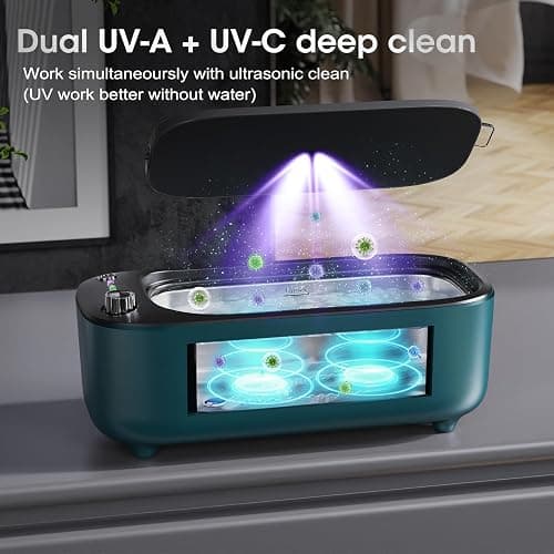 Ultrasonic Jewelry Cleaner, Jewelry Cleaning Machine Smart Variable Frequency 47KHz - 50KHz, Professional Sonic Cleaner with UV for Rings, Glasses, Watches, Dentures, Retainer, Earrings, Necklaces thumbnail 4