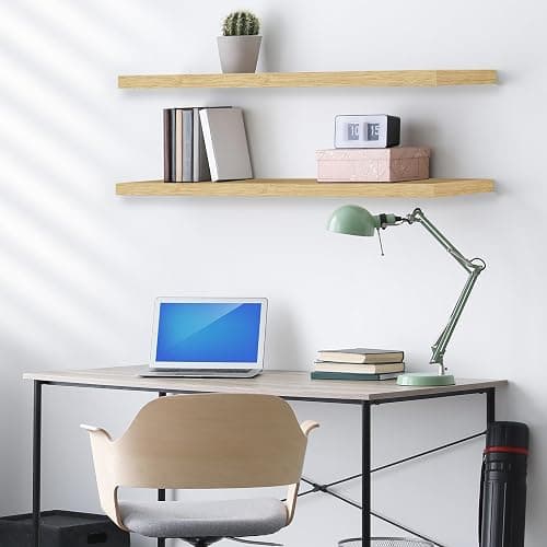 Sorbus Floating Shelves for Wall Storage (48 Inch, 2 Pack, Maple Wood) | Clean display for home accents, books and collectibles; hidden brackets suit bathrooms, bedrooms and kitchens. thumbnail 5