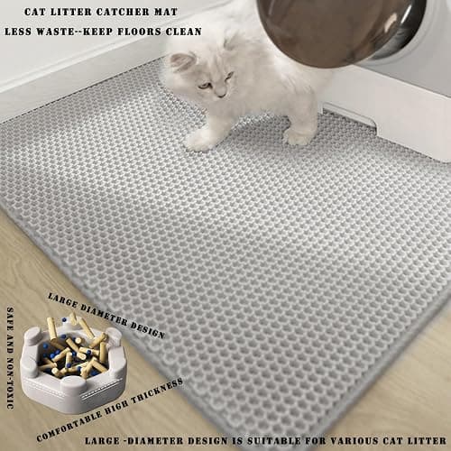 HCY&WLD Cat Litter Mat, 45x26/35x24/30x22/24x18 Inch Double Layer Cat Litter Box Mat, EVA Non-Slip, Waterproof Urine Proof Cat Litter Catcher Mat, Easy Clean Scatter Control (30x22 Inch, Khaki) thumbnail 4
