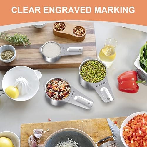 Measuring Cups and Spoons Set of 20, 7 Stainless Steel Nesting Measuring Cups & 7 Spoons, 1 + Leveler & 5 Mini Measuring Spoons for Cooking & Baking thumbnail 6