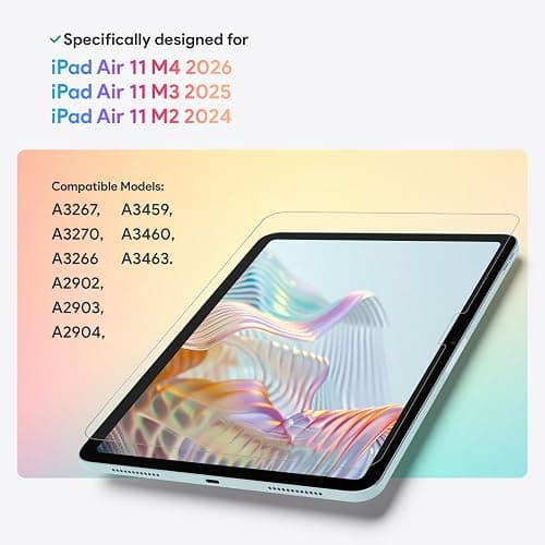 KCT 2 Pack Paperfeel Glass Screen Protector for iPad Air 11 Inch M4/M3/M2 | Tempered Glass with Bubble-Free Installation Tray, Matte Surface Mimics Paper for Writing and Drawing, Anti Glare thumbnail 2