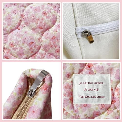 Modacarry Small Floral Quilted Tote Bag with Zipper Closure for Women Girls thumbnail 6