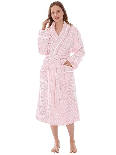 PAVILIA Women Plush Fleece Robe, Soft Textured Bathrobe, Lady Cozy Spa Long Robe - Image 1