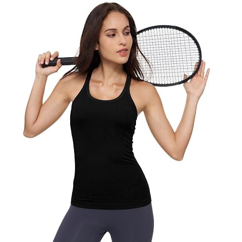 Yoga Racerback Tank Top for Women with Built in Bra,Women's Padded Sports Bra Fitness Workout Running Shirts thumbnail 5