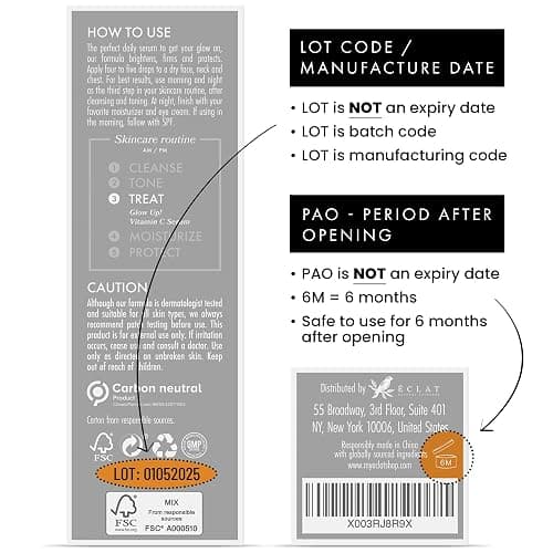 Eclat Skincare Vitamin C Face Serum - Skin Care for Dark Spots, Vitamin C Serum with Hyaluronic Acid, Ferulic Acid, & Vit E - Anti Aging and Skin Brightening, Vit C Face Care 1 Fl Oz thumbnail 8