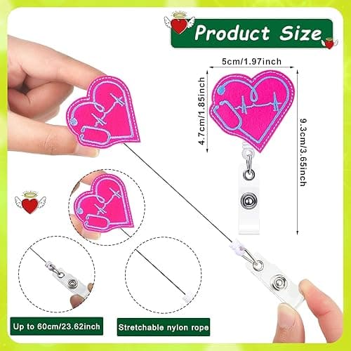 8 Pcs Nurse Pediatric Badge Reels Gifts Cute Felt Retractable Badge Reels Themed Holders Gift for Nurses Doctors ID Name Cards Lanyards Holidays(Lovely Style) - Lovely Style thumbnail 3