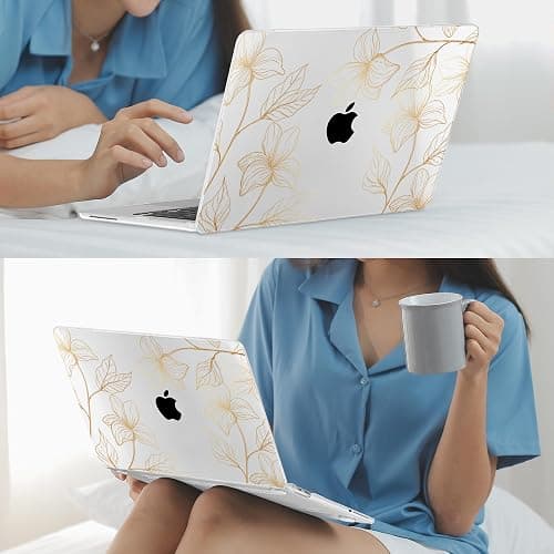 Mektron Case for 2026 MacBook Neo 13-inch A18 Pro chip A3404 Laptop Cover with 13-inch (Diagonal) Liquid Retina Display+ Keyboard Cover+ Screen Protector, Gold Flower S718 thumbnail 7