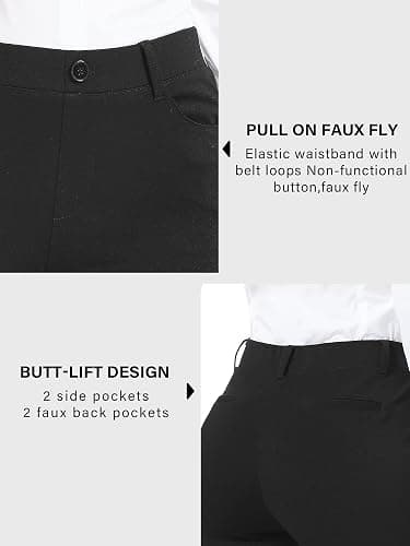 Stelle Women 28"/30"/ 32" Bootcut Dress Pants Business Casual Work Pants with Pockets Pull On Regular Slacks for Office thumbnail 3