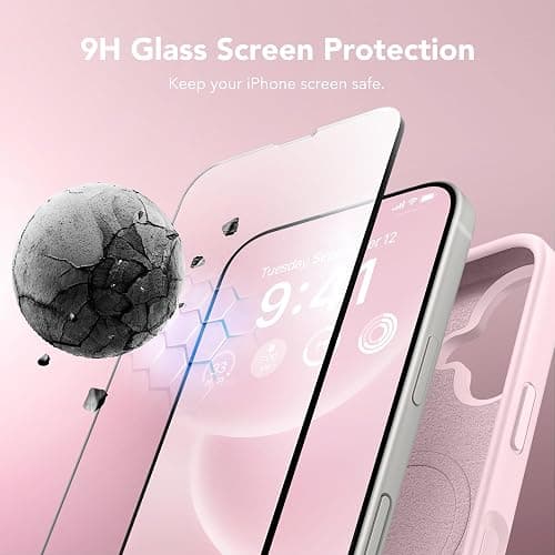 GONEZ Magnetic for iPhone 16 Case, Compatible with MagSafe, [Screen Protector + Camera Lens Protector], Liquid Silicone Shockproof Protective Phone Case for iPhone 16 6.1", Chalk Pink thumbnail 6