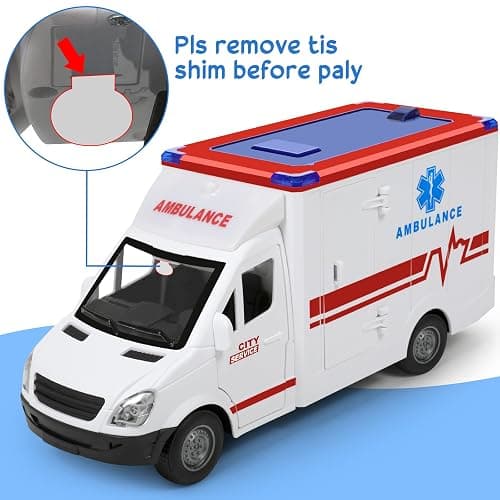 Toy Ambulance Boys Age 3-5 With 4 Different Flashing Lights & Sound, Back And Side Doors Open Friction-Powered Wheels Light Up Toy Hospital Sets Buses Birthday Gift 3 4 Year Old And Up Girl Boy Toys thumbnail 7