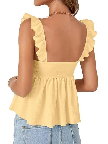 LYANER Women's Peplum Tops Summer Tank Camisole Tops Dressy Casual Ruffle Strap Sleeveless Babydoll Tank Top thumbnail 5