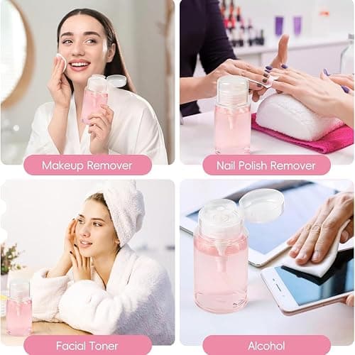 3Pcs Pump Dispenser, Push Down Polish Makeup Cleanser Alcohol Liquid Acetone Pump Dispenser, for Nail Art Polish Makeup Remover Liquid Bottle Tools(120ml 150ml 200ml) thumbnail 8