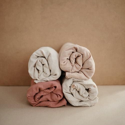 mushie Extra Soft Muslin Fitted Changing Pad Cover (Fog) - Fog thumbnail 3