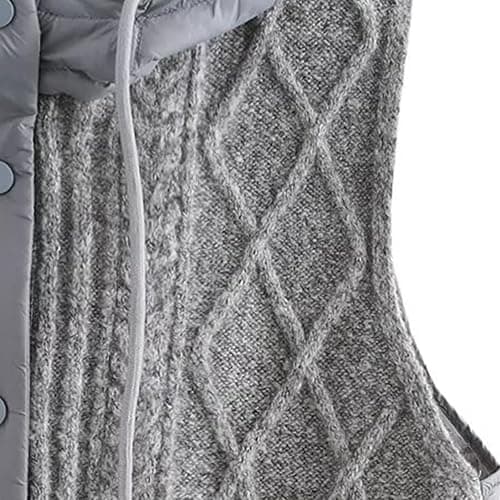CUFEZN Women's Quilted Hooded Knit Vest Lightweight Padded Sleeveless Jacket, Casual Retro Layered Sweater Vest thumbnail 5