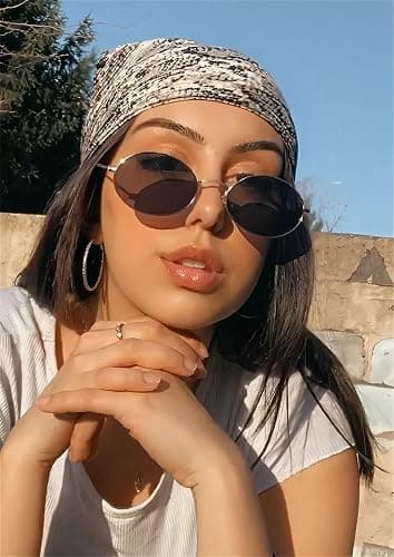 ADE WU Trendy Retro Oval Sunglasses for Women Men 2026 90s Narrow Lightweight Metal Frame Sun Glasses thumbnail 2