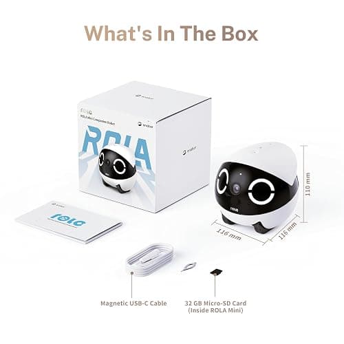 Enabot EBO ROLA Mini FamilyBot 2K Pet Camera Robot: Movable Indoor Camera Battery-Powered with Phone App, One-Touch Call, 2-Way Talk, Night Vision, Motion Detection, Video Recording thumbnail 9