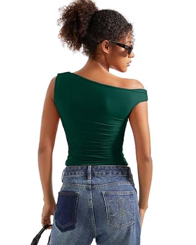 SUUKSESS Women Off Shoulder Tops Sleeveless Shirts Y2K Going Out Crop Tank Top thumbnail 3