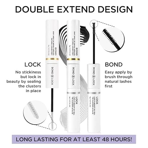 BEYELIAN Lash Bond and Seal, Cluster Lash Glue for Individual Cluster Lashes DIY Eyelash Extensions Latex Free Aftercare Sealant with Mascara Wand Super Strong Hold 72 Hours thumbnail 3