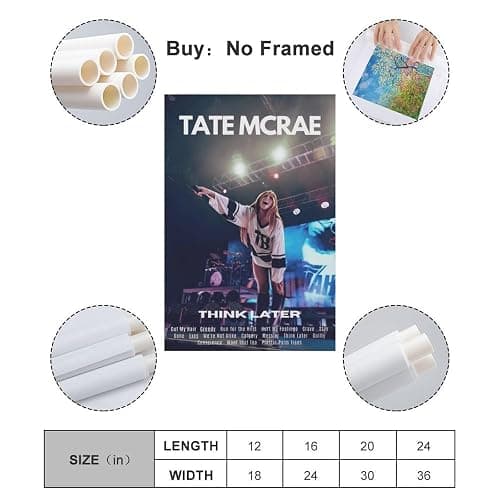 Tate McRae THINK LATER Posters & Prints on Canvas Wall Art Poster for Room Decor Unframe:16x24inch(40x60cm) thumbnail 2