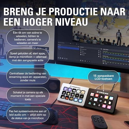 Elgato Stream Deck MK.2 White – Studio Controller, 15 macro keys, trigger actions in apps and software like OBS, Twitch, ​YouTube and more, works with Mac and PC thumbnail 3