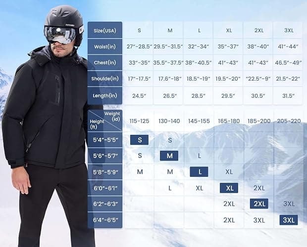 WULFUL Men's Waterproof Ski Jacket Warm Winter Coats Windproof Winter Jackets for Men Fleece Lined Windbreaker with Hood thumbnail 8