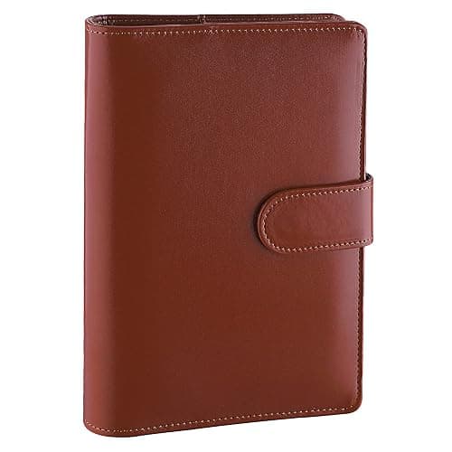 Antner A6 Binder 6 Ring Refillable Notebook Budget Planner for A6 Filler Paper, PU Leather Loose Leaf Personal Planner Wallet Money Organizer Cash Stuffing Binder with Magnetic Buckle Closure, Brown - Image 1