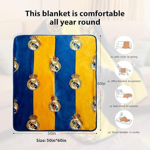 Real Madrid Silk Touch Sherpa Lined Throw Blanket 50x60 thumbnail 2