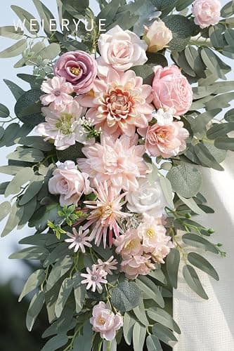 WEIERYUE Artificial Wedding Arch Flowers Kit(Pack of 2) for Wedding Arch, Bridal Shower, Ceremony and Reception Backdrop Decoration (Romantic Pink) thumbnail 6