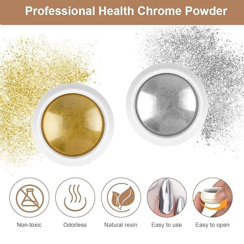 LOPHE Chrome Nail Powder, 2 Stück Glitzer-Nagelpuder-Set, Metallisches, spiegelndes Chrom-Nagelpulver, Holografisches Chrompulver mit Spiegeleffekt， Geeignet für Nagelstudios zum Selbermachen thumbnail 6