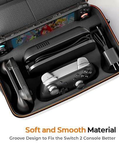 COOWPS for Nintendo Switch 2 Case, 4Pcs Thumb Grips, Protection Travel Case | 20 Game Slots, Hard Shell Full Protection, Portable Travel-Friendly, Water-Resistant, for Dock & Pro Controller Accessories thumbnail 6