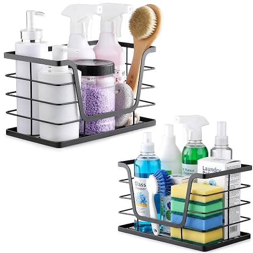 ALOCEO 2 Pack Storage Stackable Kitchen Laundry Organizers with Bamboo Top, Large Trash Bag Holder and Small Garbage Bag Dispenser for Countertop Organization thumbnail 9