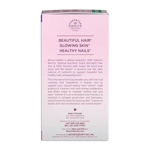 Nature's Bounty Advanced Hair, Skin & Nails, Argan-Infused Vitamin Supplement with Biotin and Hyaluronic Acid, 150 Rapid Release Softgels, 50 Total Servings thumbnail 7