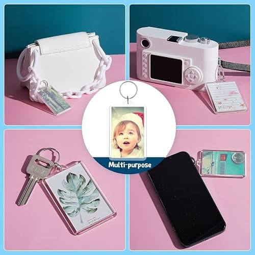 Timerchin Personalized Custom Picture Frame Keychain 6PCS Acrylic Clear Rectangle Photo Keychain Blanks DIY for Loved Ones thumbnail 5