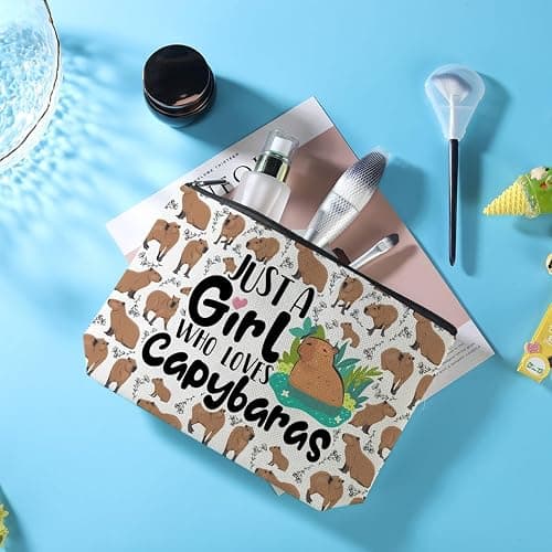 Azteoiz Capybara Makeup Bag, Capybara Gifts Birthday Decorations, Animal Lover Gifts for Women Girl Friend Graduation Friendship Birthday Gifts for Capybaras Lovers, Cosmetic Bag thumbnail 7