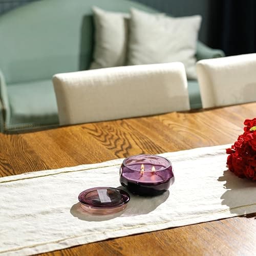 Paddywax Basalt Collection Scented Candle, Soy Wax Blend Glass Jar with Lid, Reusable Home Décor Candle, 10 oz, Violet Vessel, Violet and Vanilla thumbnail 4