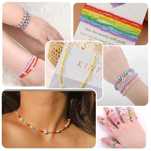 Funtopia 120 Colors 37000pcs+ 3mm Seed Beads, Colorful Small Beads for Jewelry Making, Friendship Bracelet Making Kit with Letter Beads, DIY Art Crafts Gifts for Women Girls - 120 Colors - 3mm thumbnail 6