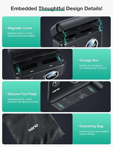 llano 2-Pack NB-13L Batteries and Charger for Canon G7X, G7X Mark III, G7X Mark II, PowerShot SX740 HS, G5X Mark II,G9X Mark II, SX620HS, SX720HS, Dual Slot,PD 18W, Smart Display, Magnetic Snap Cover thumbnail 8