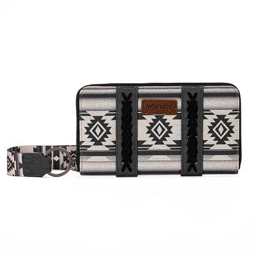 Montana West × Wrangler Wristlet Western Wallet Boho Aztec Credit Card Holder for Women - 2203A Black thumbnail 5