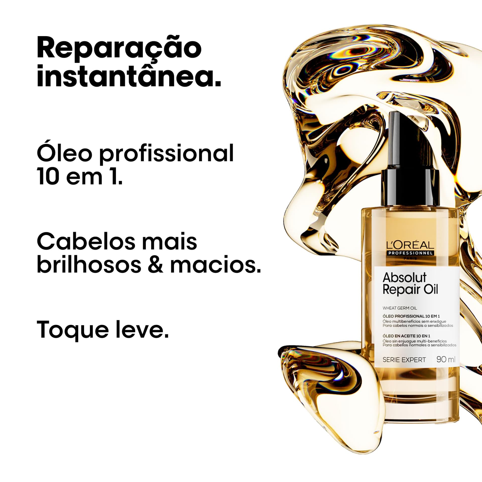 L'Oréal Professionnel Óleo 10 em 1 Absolut Repair | Multi-benefícios para cabelos secos e danificados | Repara e Promove Brilho | Com Gold Quinoa e Proteínas thumbnail 2