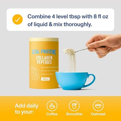 Vital Proteins Collagen Peptides Powder Vanilla - Supports Hair, Skin, Nails, Bones, Joints, Powder for Women thumbnail 7