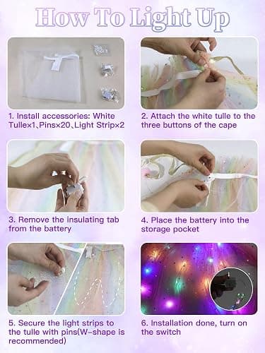 Fuzmo Light Up Princess Dress Up for Girls 3 4 5 6, Toddlers Dress Up Clothes, Princess Toy for Kids Birthday Gift thumbnail 3
