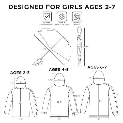 Nickelodeon girls Kids Umbrella and Poncho Raincoat Set, Paw Patrol Girls Rain Wear for Toddler 2-3 Or Kids 4-7 thumbnail 7
